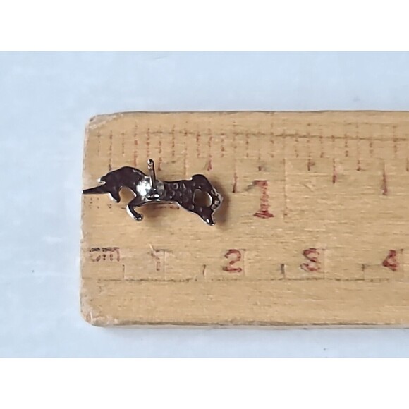 Unicorn Faux Turquoise Silver Tone Stud Earrings Vintage - Picture 9 of 10